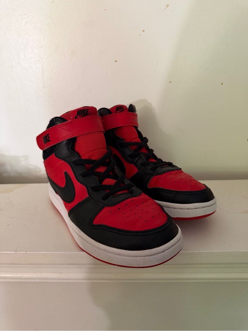 Nike Red and Black Mid-Top Sneakers